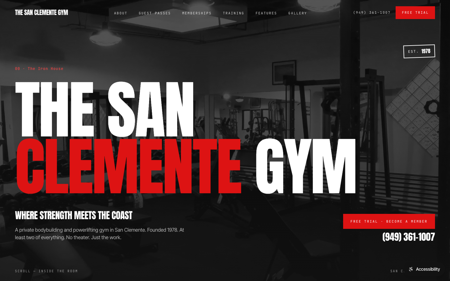 The San Clemente Gym — website by NTechStorm